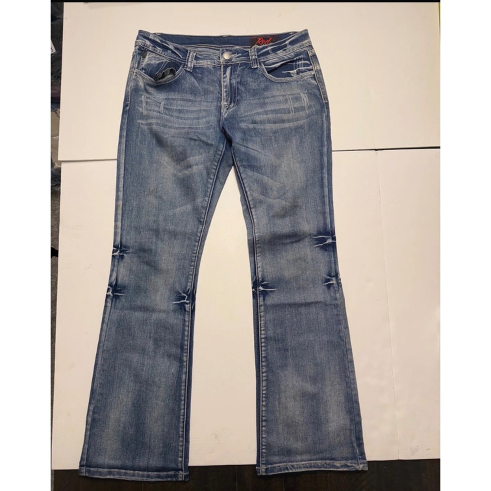 Red Label London Rose Royce Sarah Bootcut Jeans 31 13/14 Embellished Cross Y2K